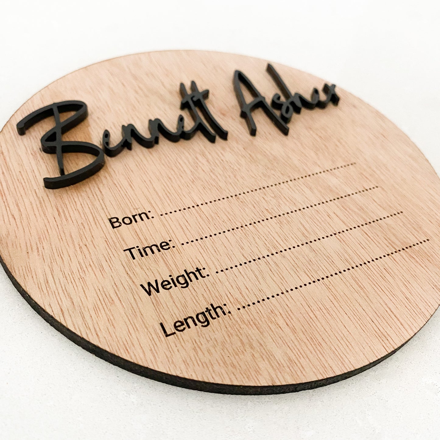 Wooden Birth Announcement Disc